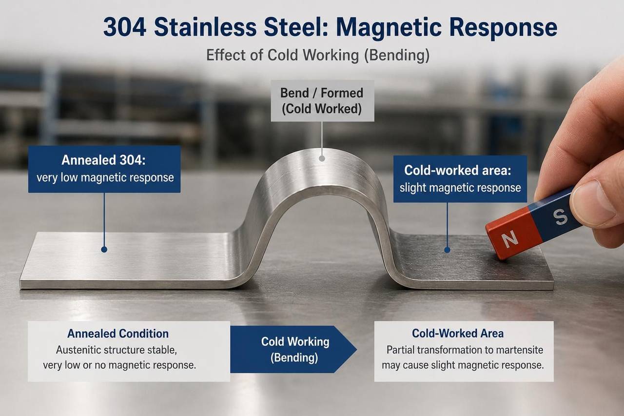 Why 304 Stainless Steel Becomes Magnetic After Cold Work